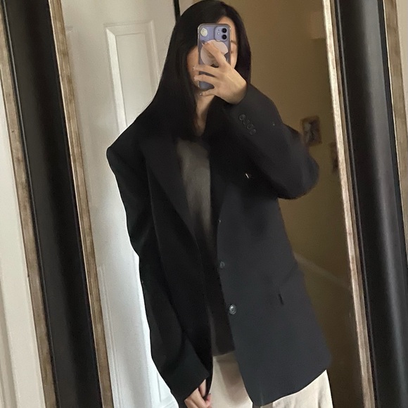 Thrifted Black Wool Blazer - Picture 2 of 4